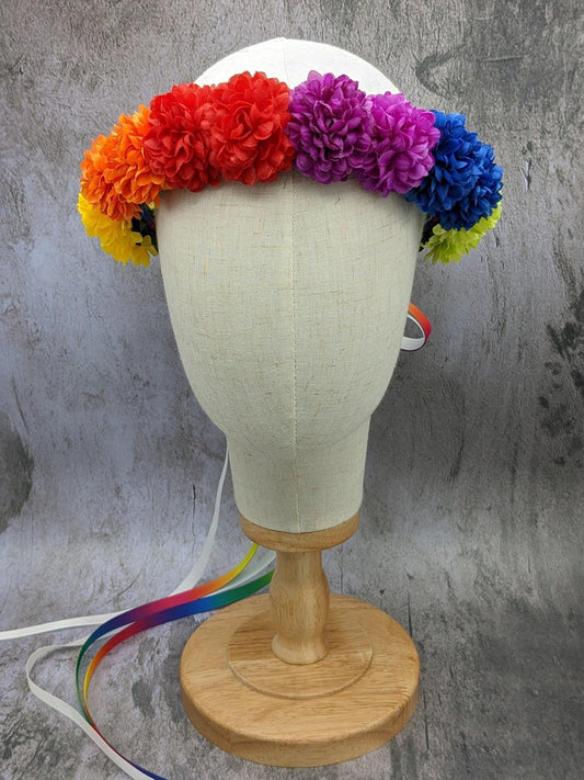 Rainbow Flower Crown - Rainbow Flowers - Ready to Ship - Music Festival, Pride, Fairy, Birthday
